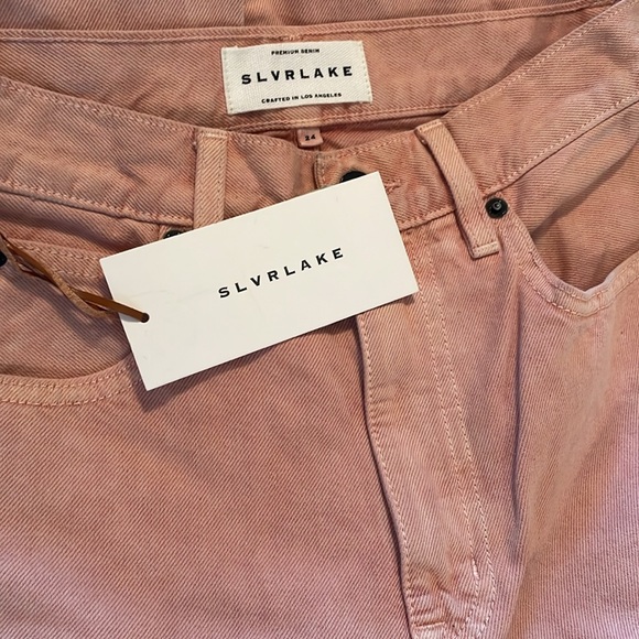 NWT SLVRLAKE London High-Rise Straight-Leg Jeans in Dusty Pink - Picture 9 of 9